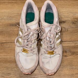 adidas Women's Pale Pink Support Running Sneakers with Gold Stripes